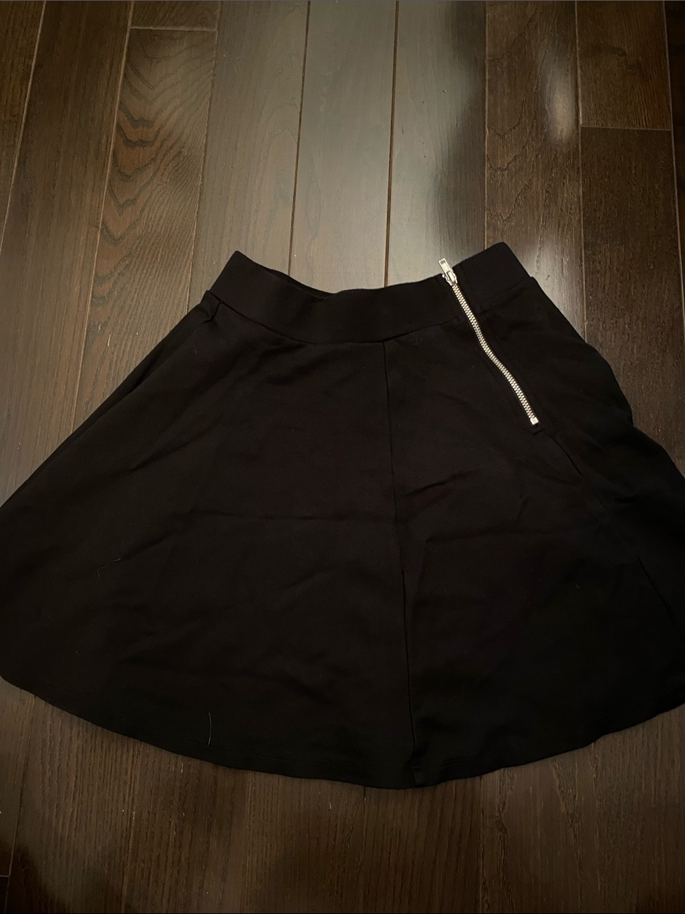 H&M Black Circle Skirt with Exposed Silver Zip